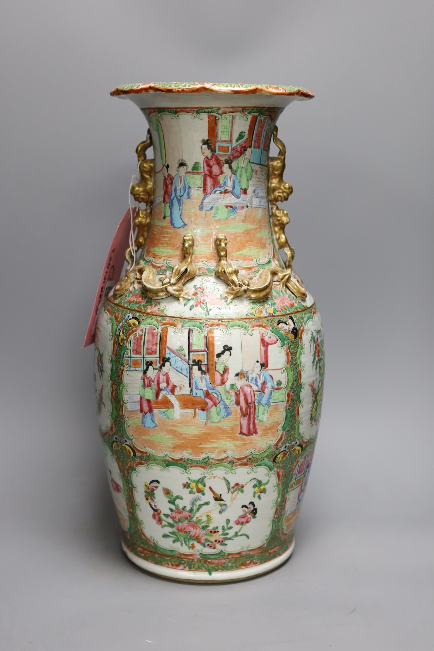 A 19th century Chinese Cantonese famille rose baluster vase, 44cm tall
